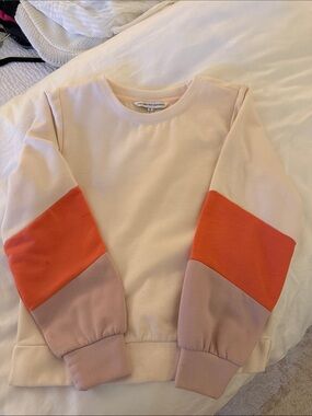 Light Pink Colorblock Sweatshirt with Orange and Dusty Rose Sleeves